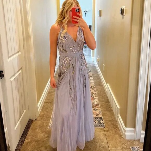 ASOS Dresses & Skirts - ASOS Floral Embellished Mesh Godet Maxi Dress / Lilac Purple, US 12